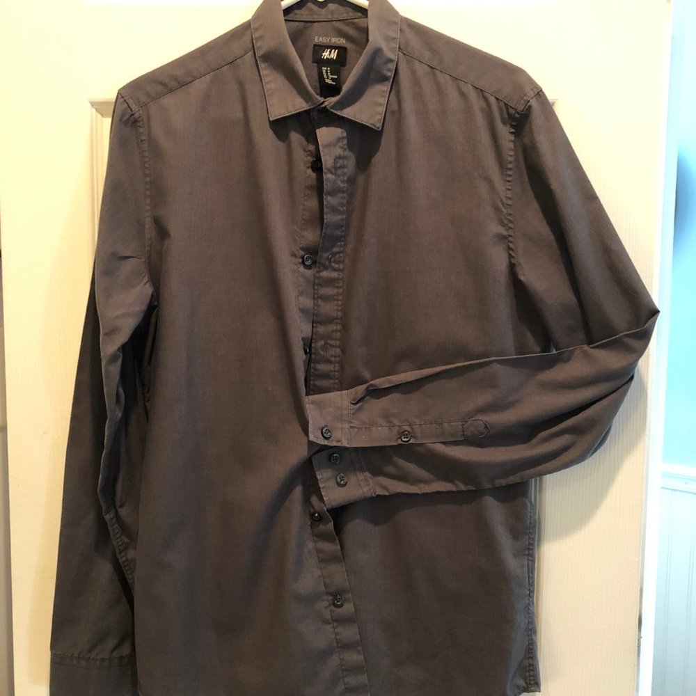 Men's H&M Gray Slim Fit Dress Shirt